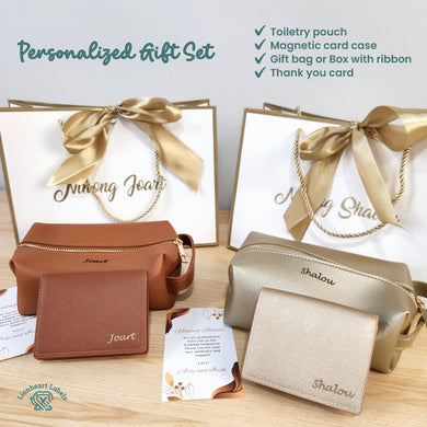 Personalized Toiletry Pouch & Magnetic Card Case Gift Set