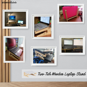 Wooden Laptop Stand + Leather Desk Mat