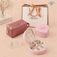 Personalized Toiletry Pouch Jewelry Box Gift Set