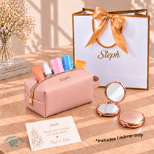 Personalized Toiletry Pouch & Compact Mirror Gift Set