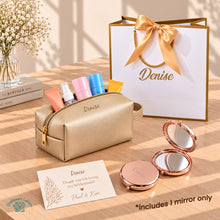 Personalized Toiletry Pouch & Compact Mirror Gift Set