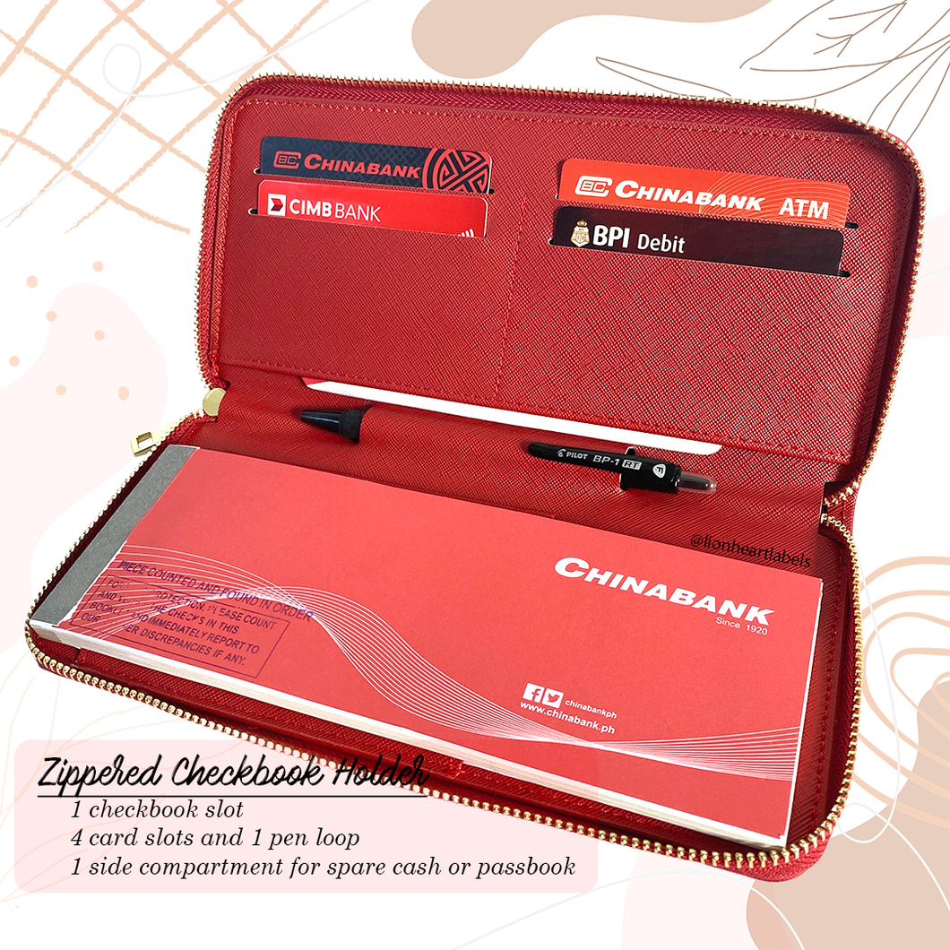Zippered Checkbook Holder Lionheart Labels